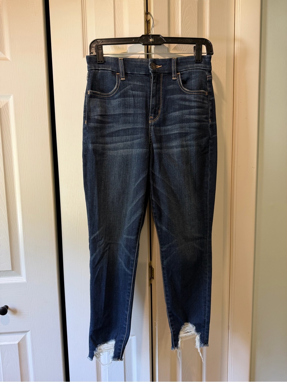 American Eagle Outfitters Dark Blue Distressed Ankle Jeans